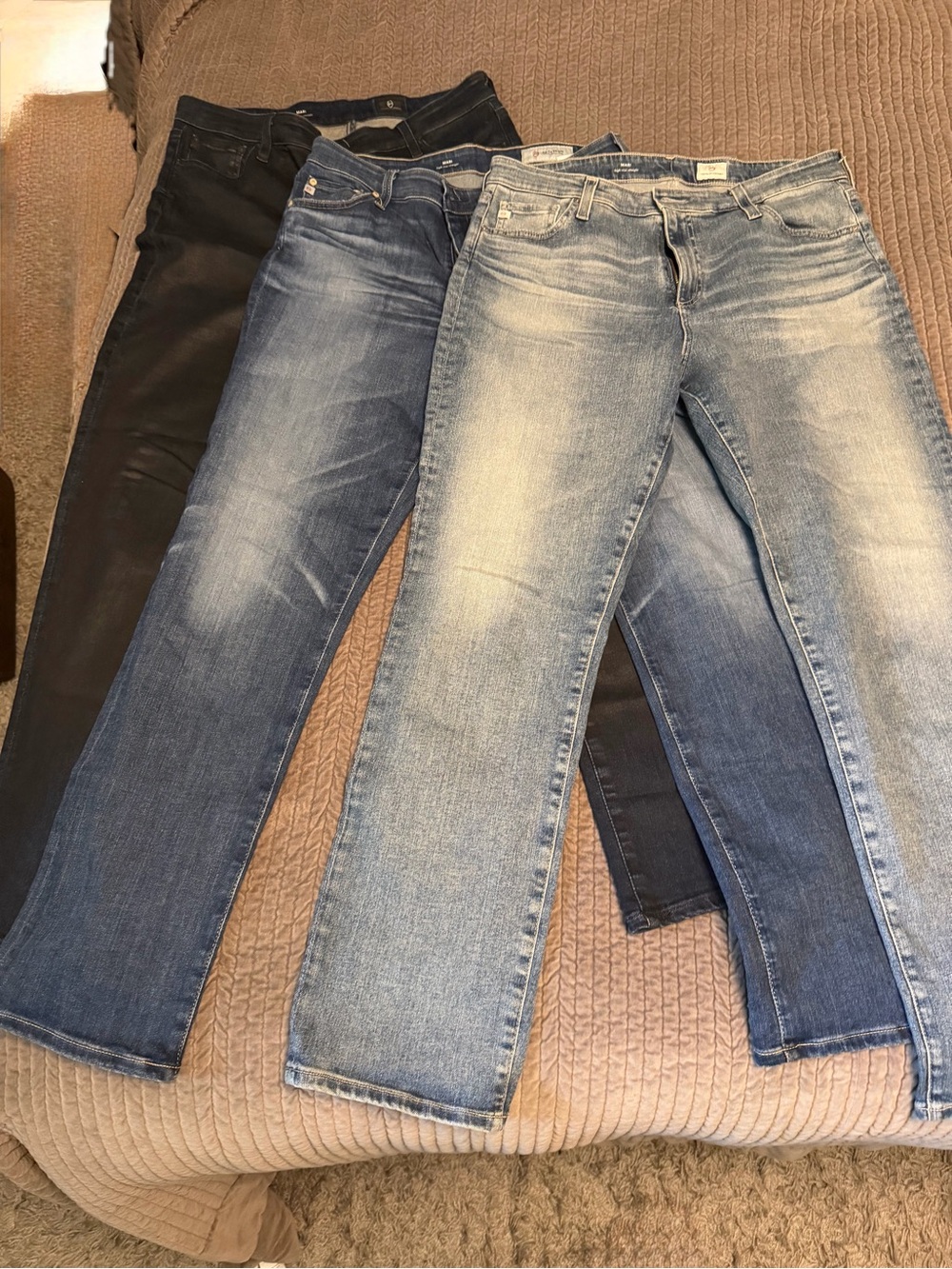 3 pairs AG Mari high rise straight jeans bundle